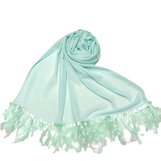 Feather hijabs in chiffon fabric - Light green